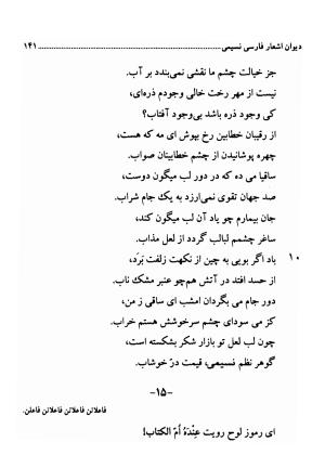 دیوان اشعار فارسی سید عماد الدین نسیمی به کوشش سید احسان شکر خدایی و نرگس سادات شکر خدایی - سید عماد الدین نسیمی - تصویر ۱۴۱