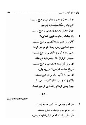 دیوان اشعار فارسی سید عماد الدین نسیمی به کوشش سید احسان شکر خدایی و نرگس سادات شکر خدایی - سید عماد الدین نسیمی - تصویر ۱۸۷